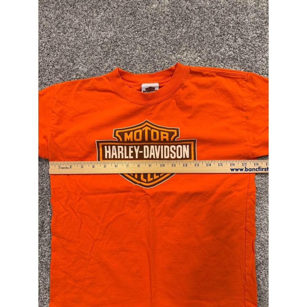 Harley-Davidson T-Shirt Kids L 14-16 Orange Bartlesville Ok Logo Graphic Tee * - Picture 7 of 13